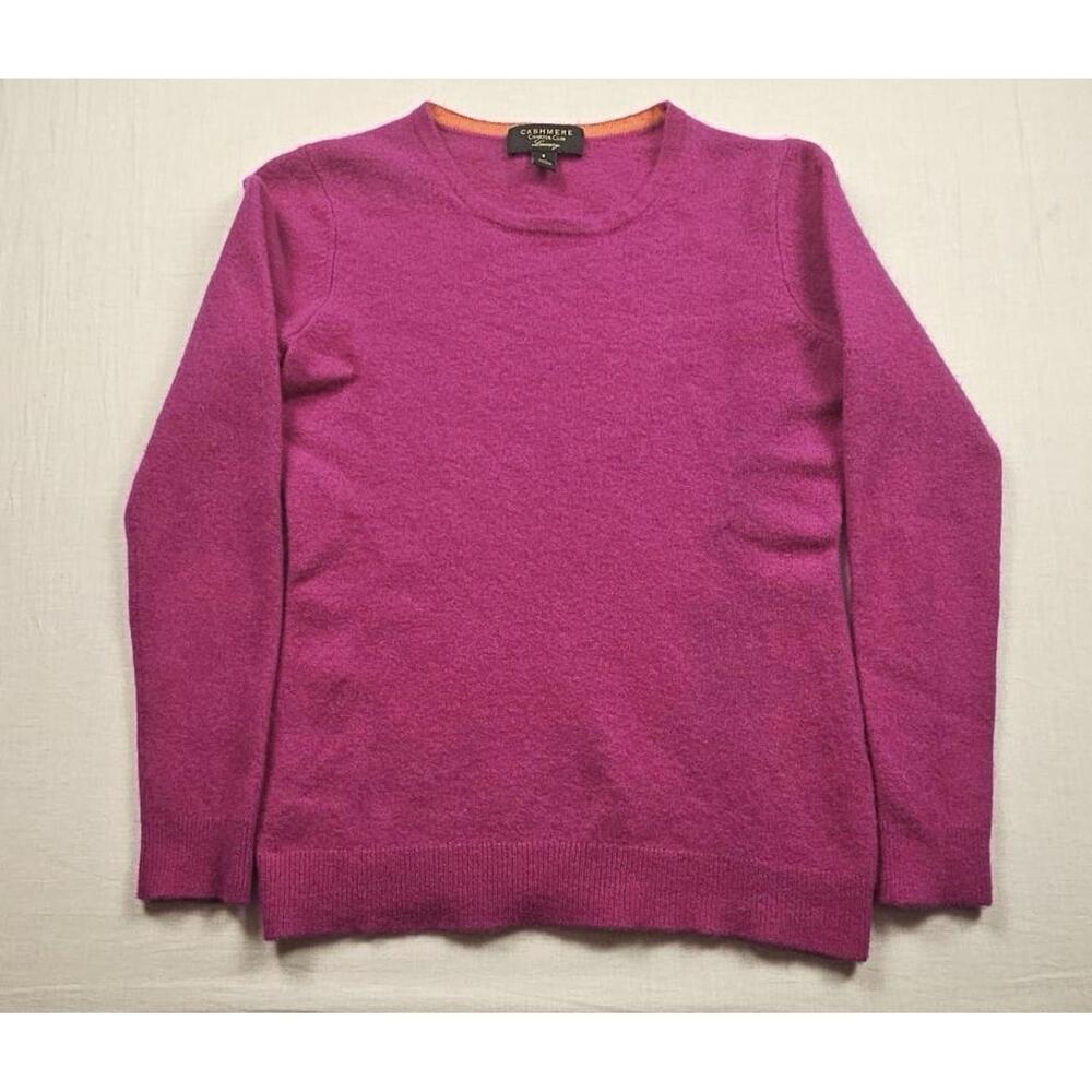 Charter Club Pure Cashmere Crew Neck‎ Cashmere Sweater Magenta Luxe Berry S